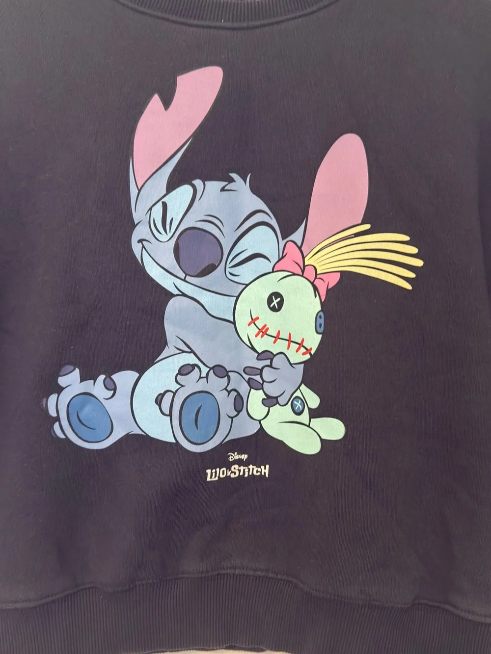 Disney Black Sweatshirt with Blue & Purple Stitch Graphic